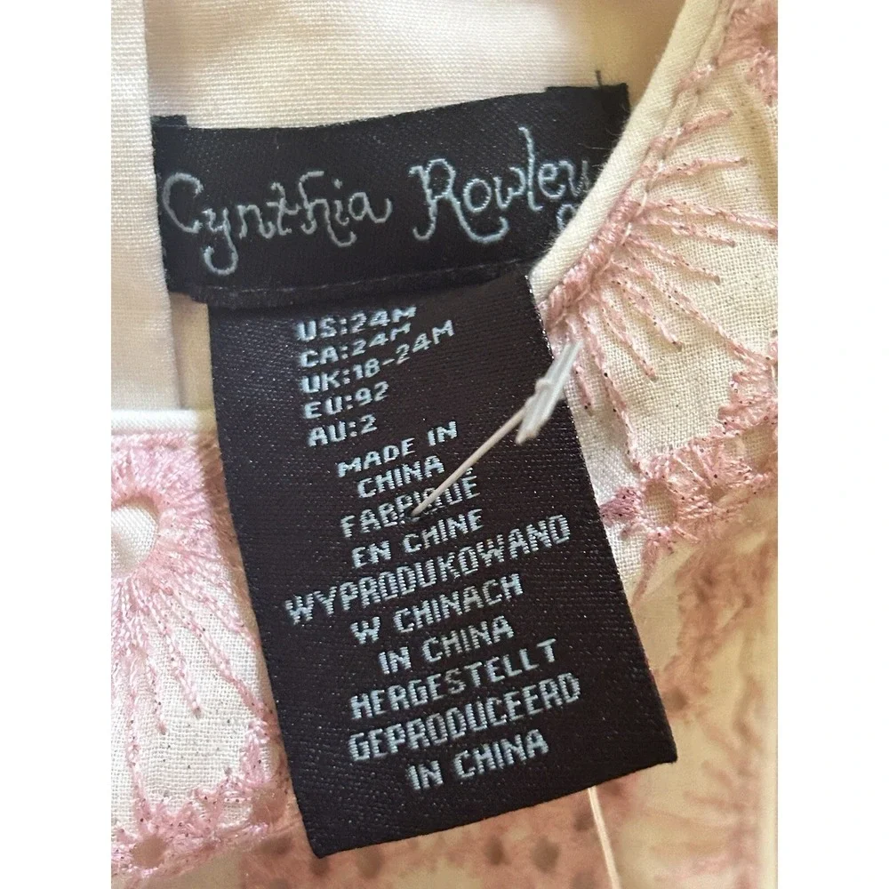 Girls NWT Cynthia‎ Rowley Dress Mauve And Cream Long Sleeve Size 24 Months